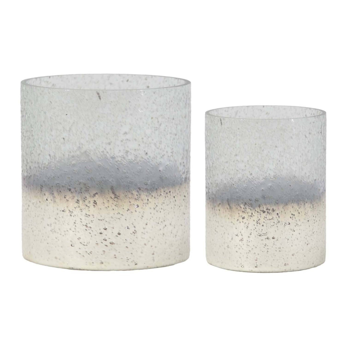 Set of 2 Round Bottom Icy Glass Jars