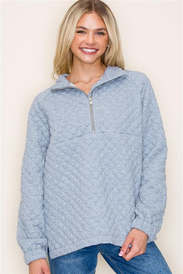 Quilted 1/4 Zip - Grey (S, XL)