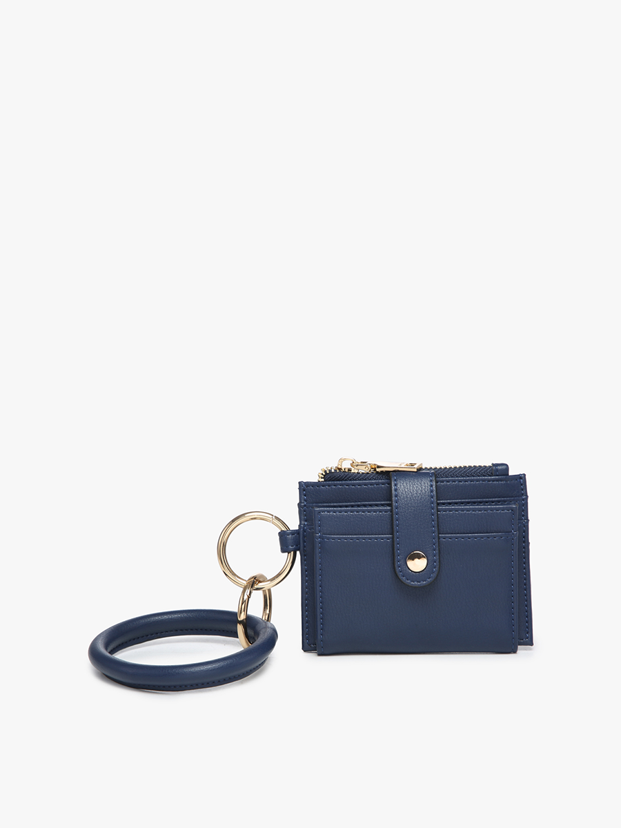 Navy Mini Snap Wallet w/ Ring