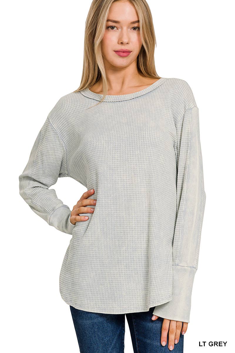 Washed Waffle Long Sleeve Top – Weathered Wagon