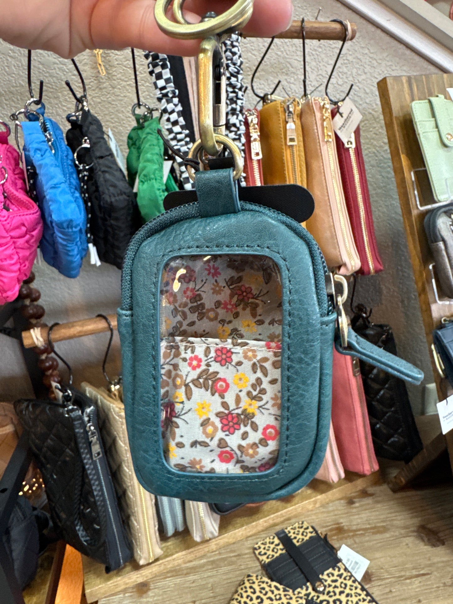 Minnie Zipper Pouch w/ Keyring - Dark Teal