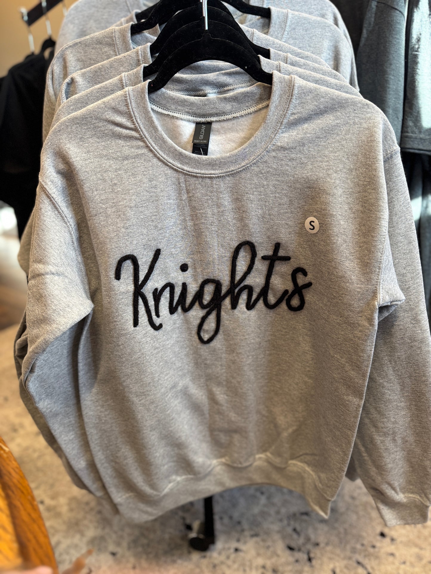 Knights Chenille Script Crewneck Sweatshirt - Grey