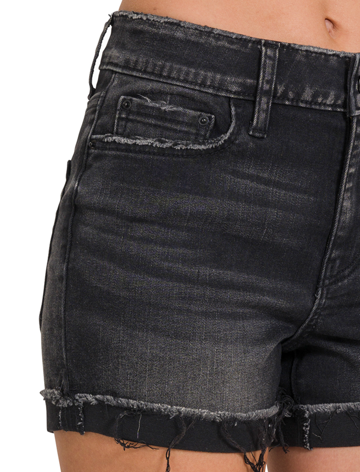 Washed Black Shorts - Regular & Plus Sizes