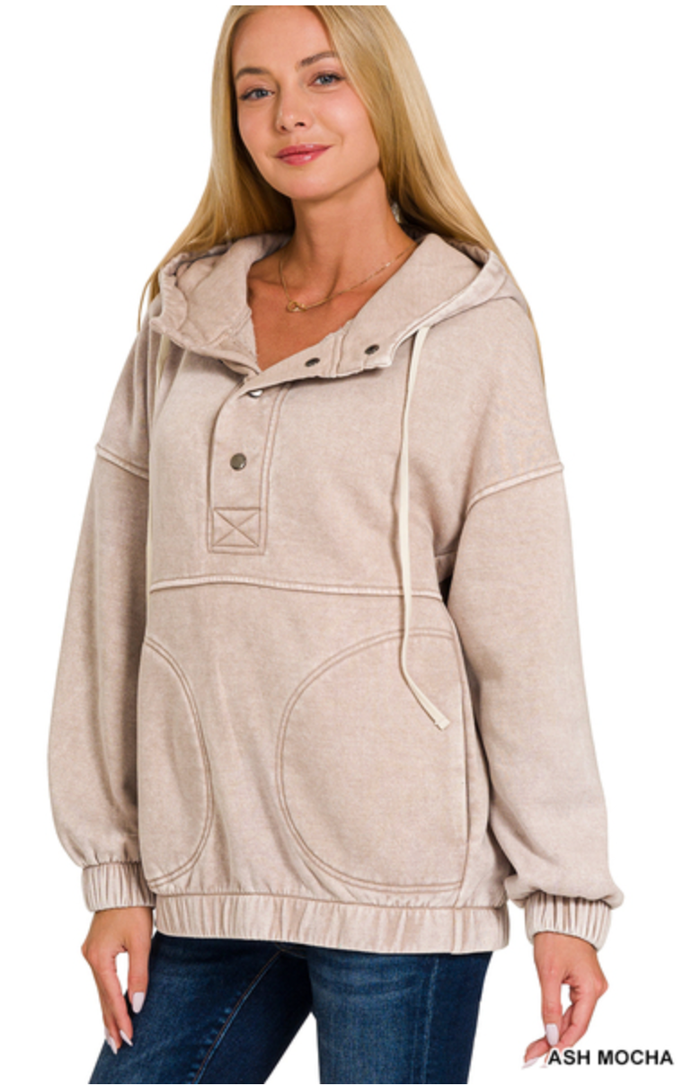Acid Washed Fleece Oversized Hoodie (Small)