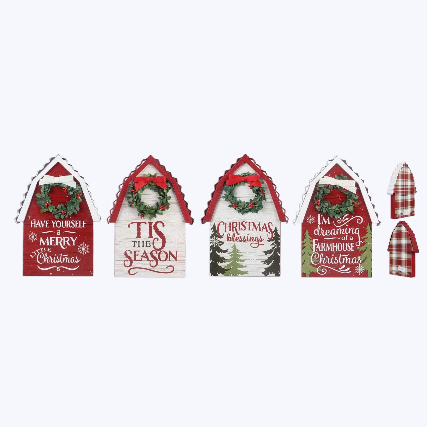 Tis the Season Wood Barn Shaped Christmas Tabletop Sign
