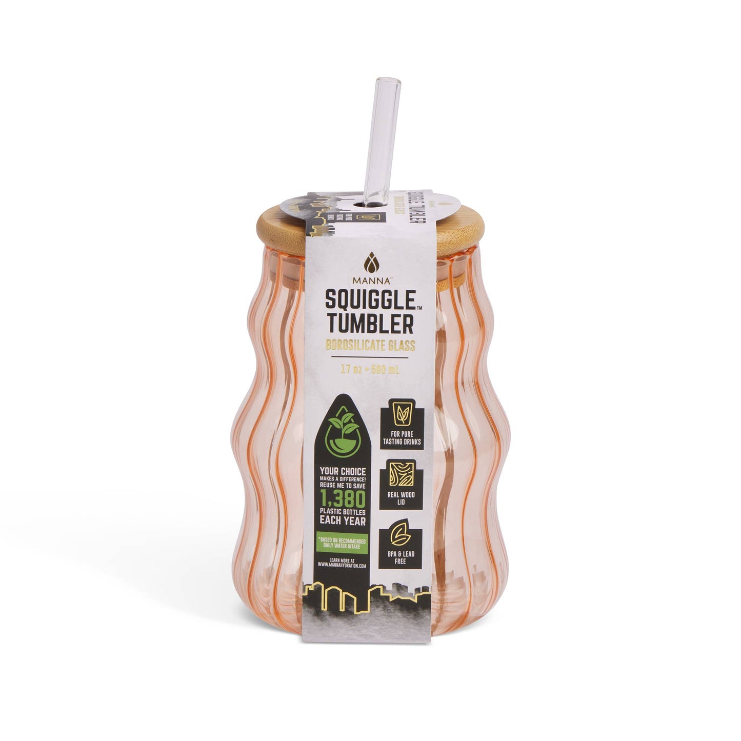 Squiggle Glass Tumbler w/ Straw