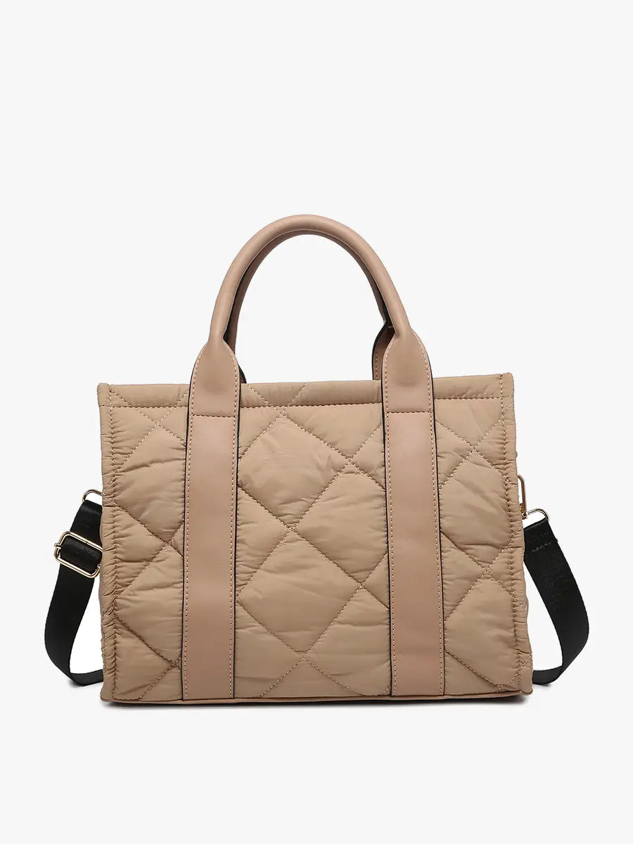 Clare V. Leather-trimmed Plaid Tote