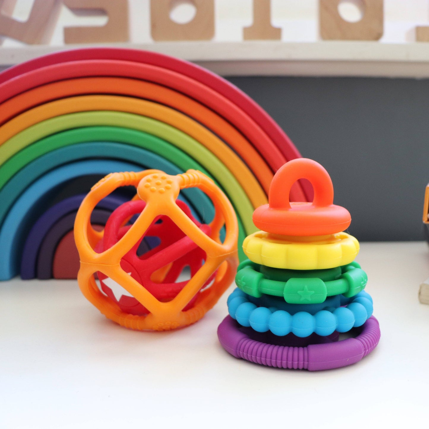 Rainbow Stacker Teether & Toy - Rainbow