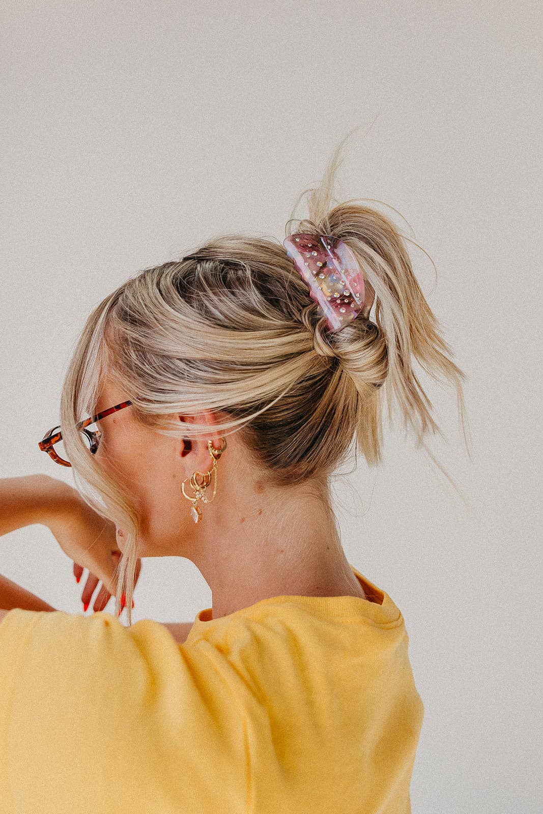 GLITTER RHINESTONE MIDI HAIR CLAW — 4 COLORS