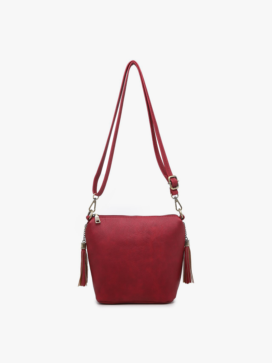 Dylan Crossbody w/ 2 Side Tassel Zippers: Navy