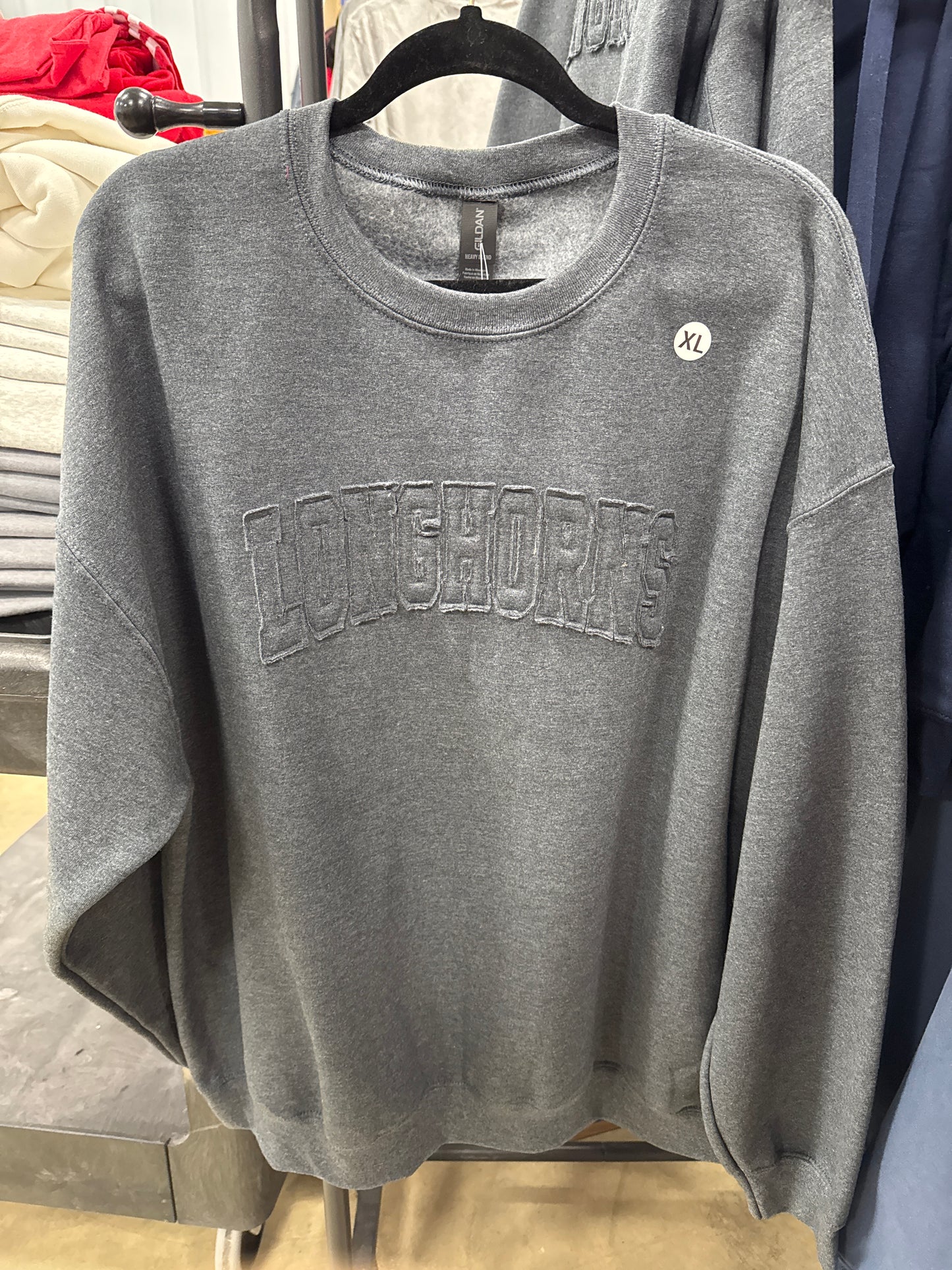 Longhorns Raggy Crewneck Sweatshirt - Dark Heather (XL, 2XL)
