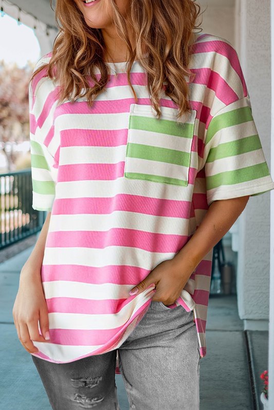 Contrast Patch Pocket Drop Sleeve Tee (S, M, L)