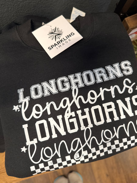 Longhorns - Stars & Check Youth Crewneck