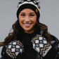Black, White & Tan Patterned Pom Hat