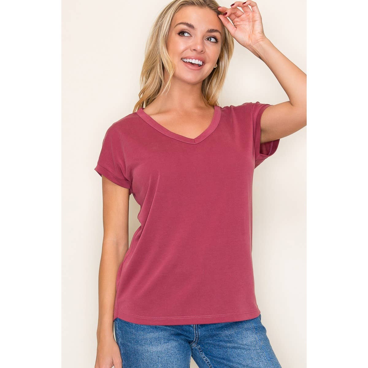V NECK MODAL JERSEY TOP