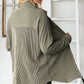 Textured Knit Button Down Shirt - Olive Green