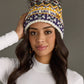 Pom Hat - White, Purple & Gold