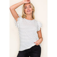 CREW NECK DOTTED STRIPE TOP