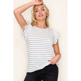 CREW NECK DOTTED STRIPE TOP