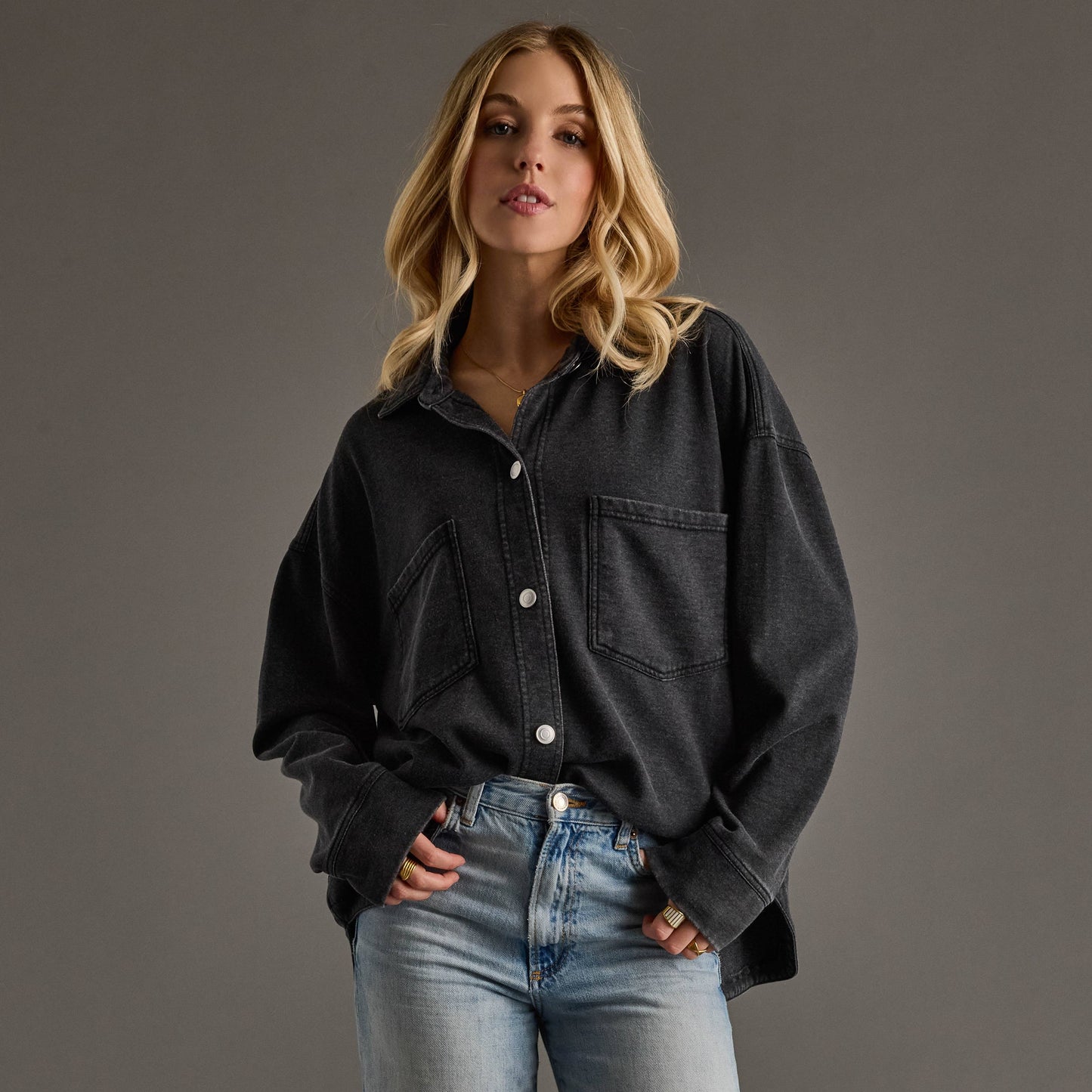 Black Super Soft Button Up