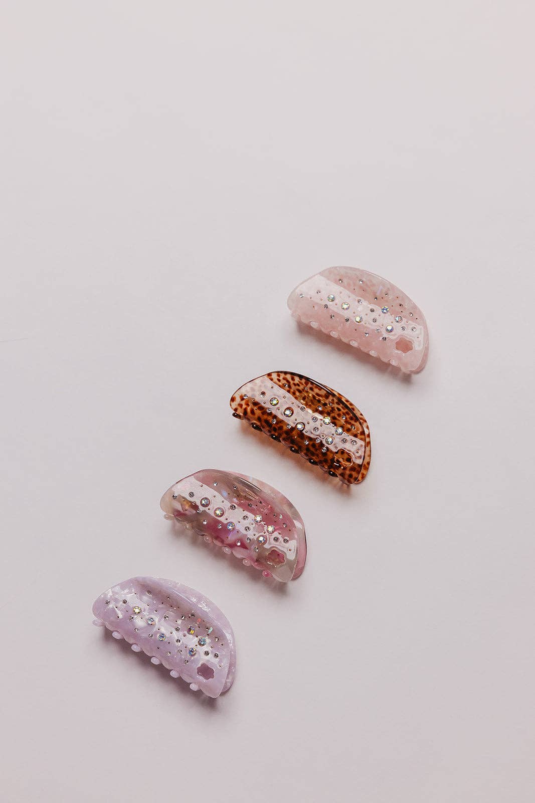 GLITTER RHINESTONE MIDI HAIR CLAW — 4 COLORS