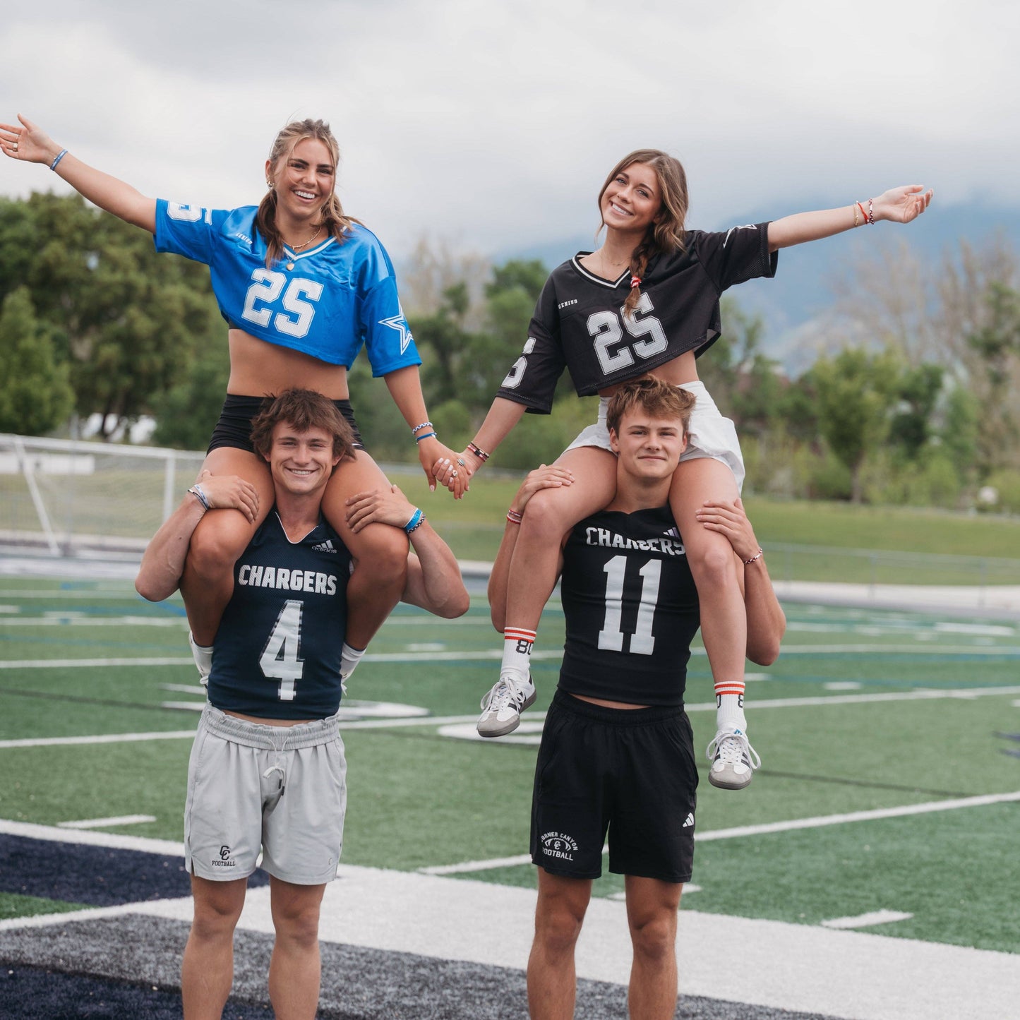 "Game Day" Blue & White Hair Tie Bracelets