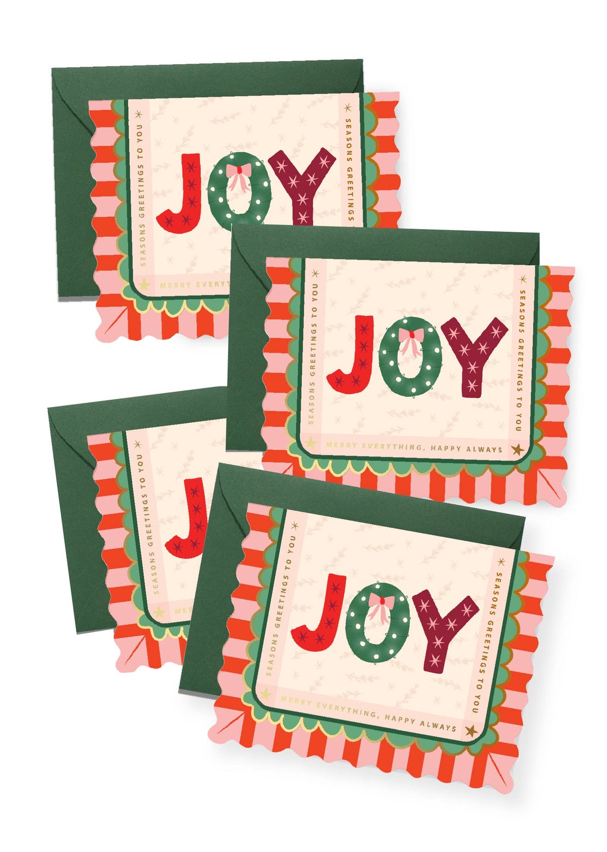 Joy Striped Scallop die-cut Greeting Card Boxed Set