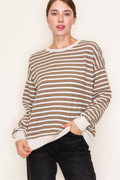 Mocha Neutral Striped Sweater