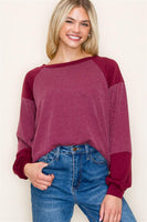 Fabric Blocked Long Sleeve Top (S, M)