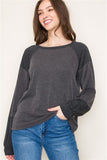 Fabric Blocked Long Sleeve Top (S, M)