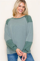 Fabric Blocked Long Sleeve Top (S, M)