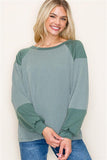 Fabric Blocked Long Sleeve Top (S, M)