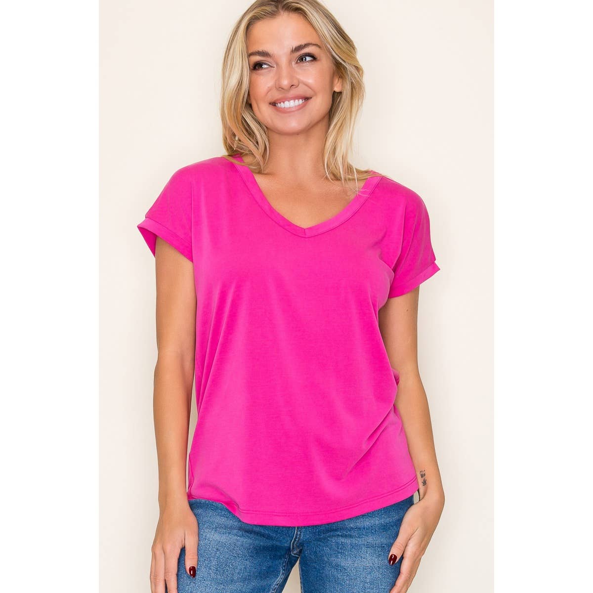 V NECK MODAL JERSEY TOP