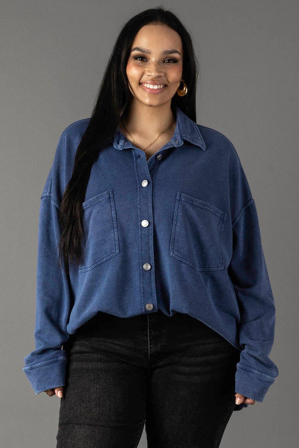 XXL Dk. Blue Super Soft Button Up