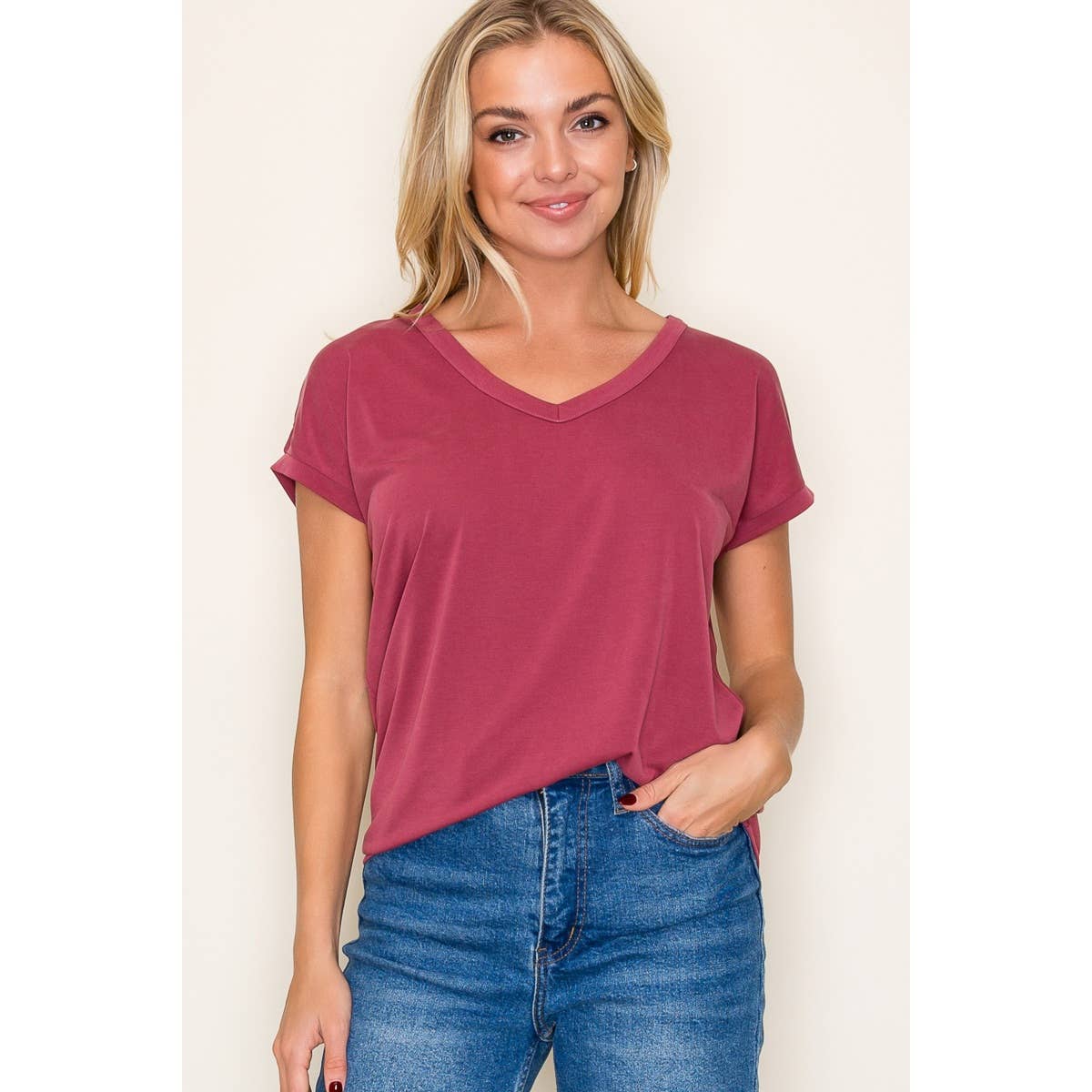 V NECK MODAL JERSEY TOP