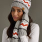 Pom Hat - Gray, Red & White
