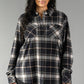 XXL Black, White & Tan Plaid Button Up