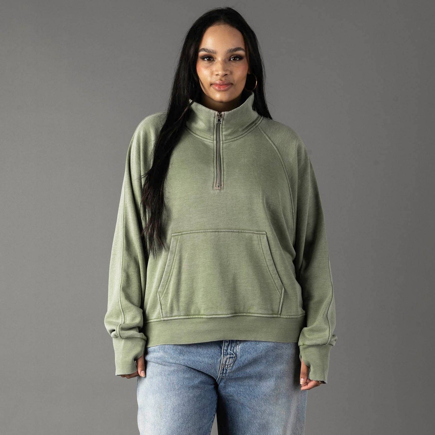 XXL Sage Quarter Zip Sweatshirt