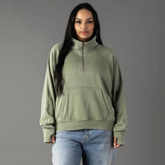 XXL Sage Quarter Zip Sweatshirt
