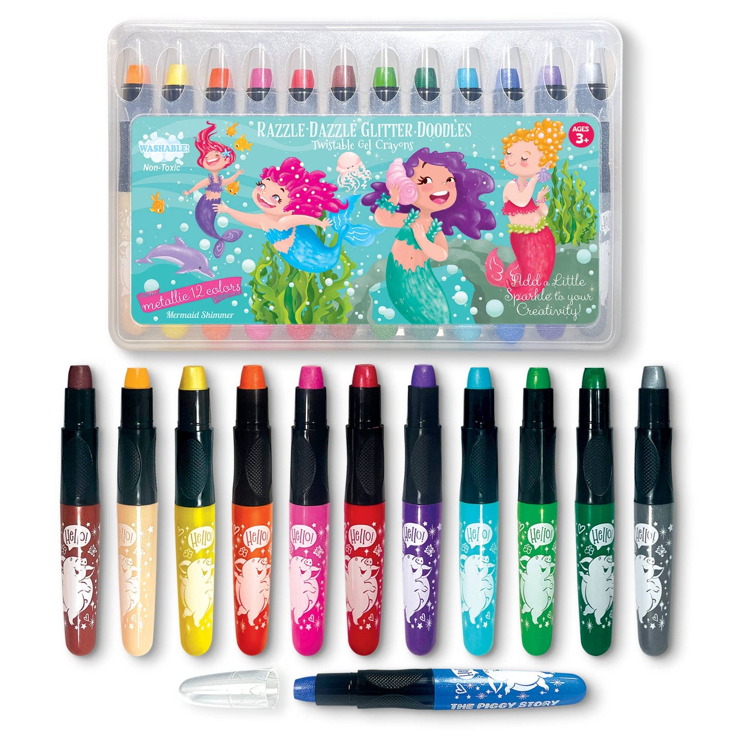 Mermaid Shimmer Glitter Doodle Twistable Gel Crayons