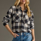 Super Soft Button Up - Navy, Brown & Cream Plaid