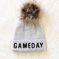 Game Day Pom Hat -Gray & Black