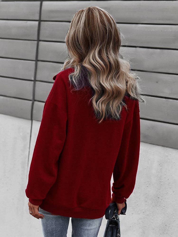 Sofia Quilted Pullover - Burgundy