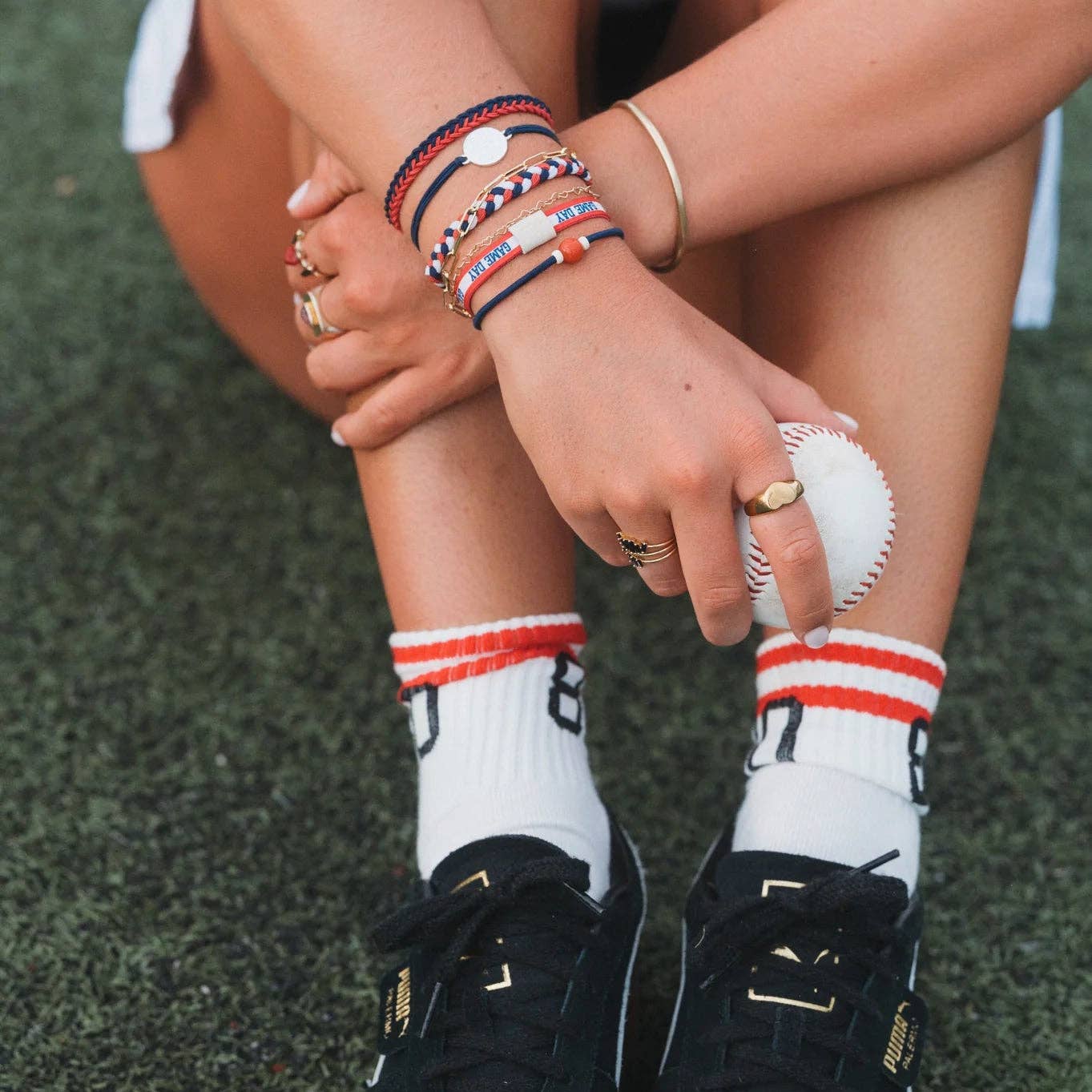 "Game Day" Crimson & Navy Hair Tie Bracelets