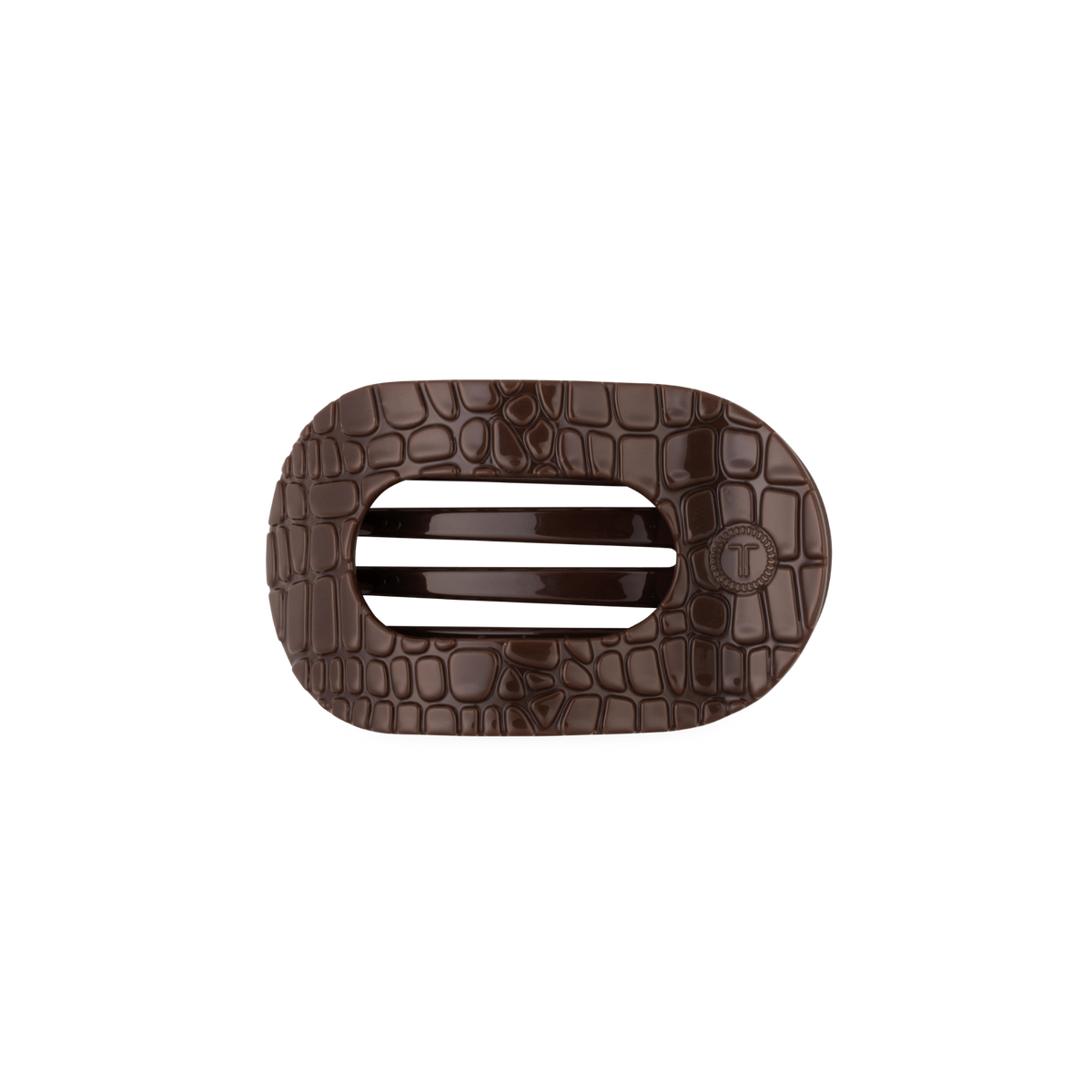 Brown Crocodile | Small | Flat Round Hair Clip
