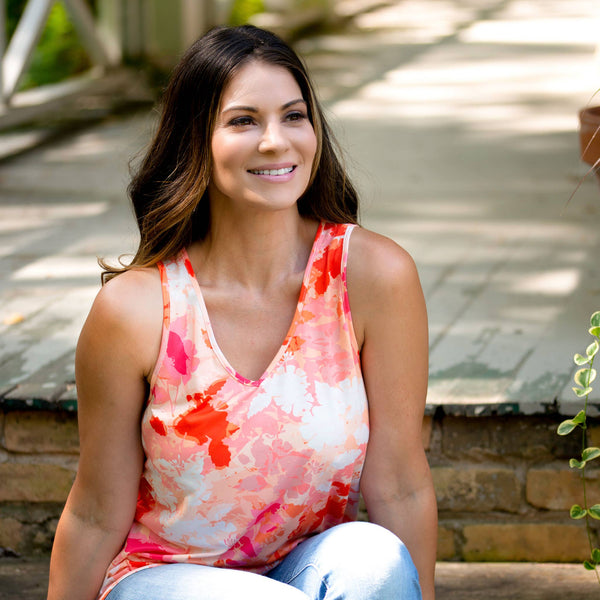 V-Neck Lattice Back Tank