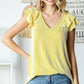Ribbed Top with Ruffled Sleeve