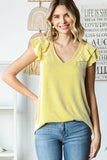 Ribbed Top with Ruffled Sleeve