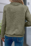 Textured Knit Buttoned Sweatshirt