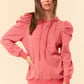 PUFF SLEEVE STRIPE HOODIE (S, M, L)